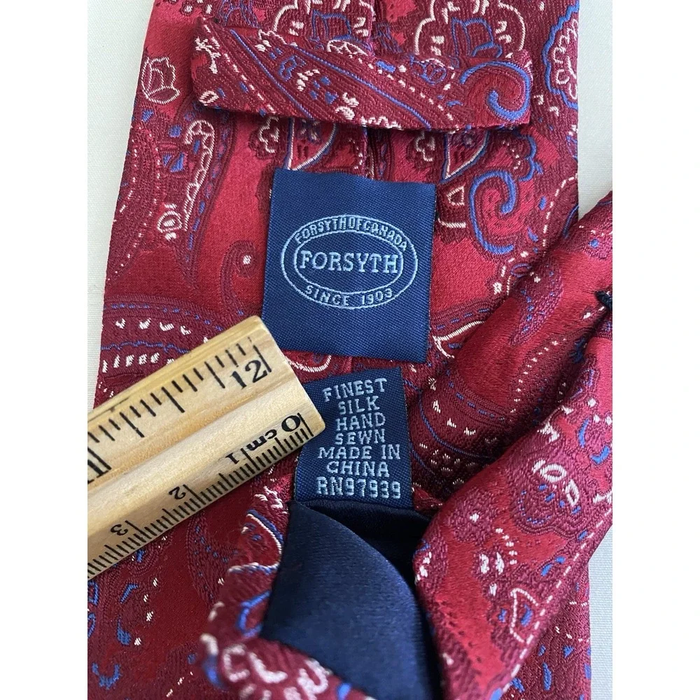Forsyth of Canada Red Paisley Silk‎ Tie 61.75